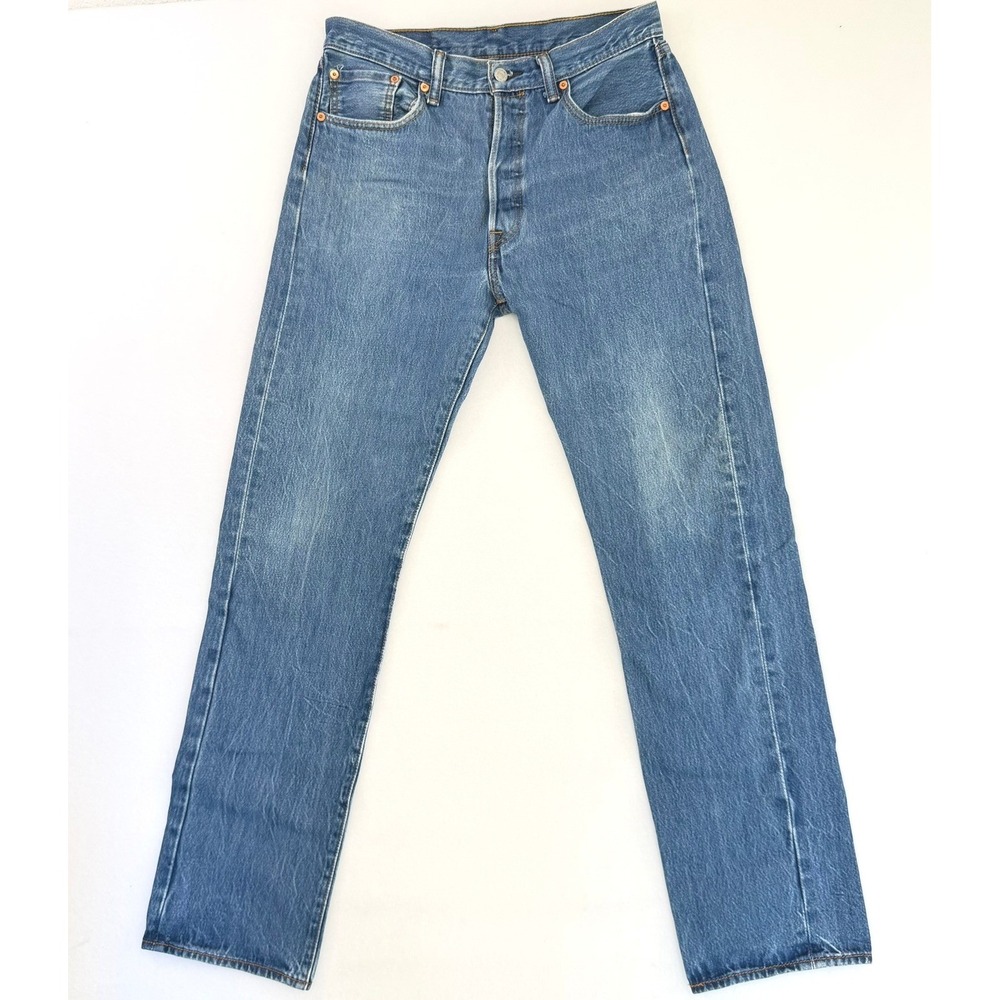 Levis 501 Original Fit Mens Jeans Blue Denim Button Fly W34 L38 00501-0000